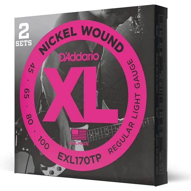 D'Addario EXL170TP Nickel Wound Bass Guitar Strings, Light, 45-100, 2 Sets, Long Scale