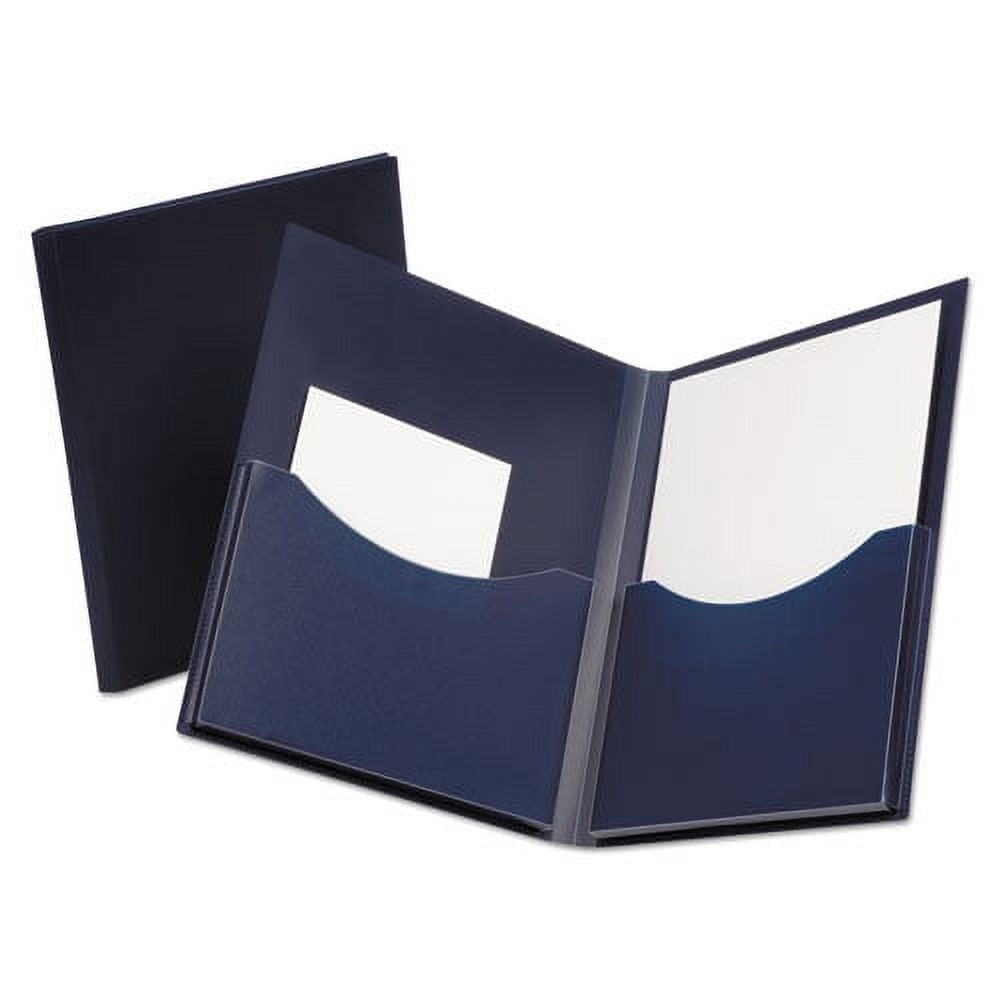 Poly Double Stuff Gusseted 2-Pocket Folder, 200-Sheet Capacity, 11 X 8.5, Navy | Bundle of 5