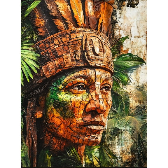 Aztec Warrior Canvas Wall Art, Perfect for Living Room,Office, Dining Room, and Hallway Decoration.