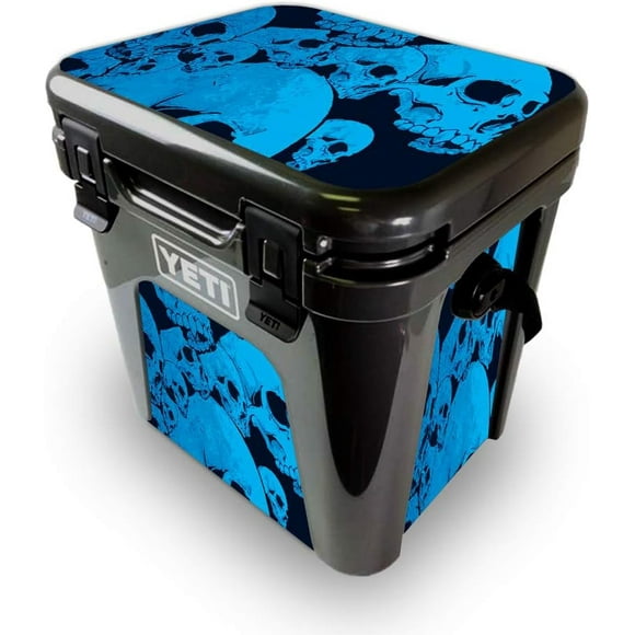 Skin for Yeti Roadie 24 Hard Cooler - Blue Skulls | Protective, Durable, and Unique Vinyl Decal wrap Cover
