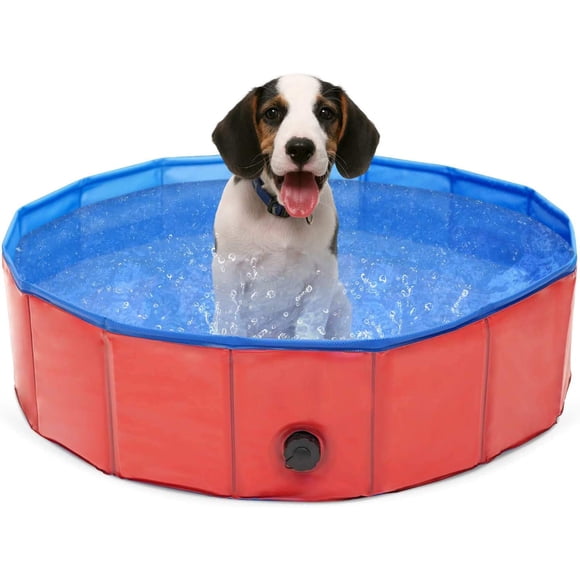 Foldable Dog Pool Pet Bathing Tub,Plastic Pool Pets Bathtub,Pet Swimming Pool with Drain Valve,Outdoor Bathing Tub for Dogs Cats and Kids (80x20CM)