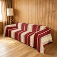 thumbnail image 2 of meiyoeat Victorian Stripe Sofa Cover Slipcover 71x91, Red Beige Chair Loveseat Couch Cover, 2 of 6