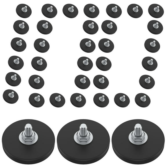 100 Pcs Magnet Base 1.7 Inch Round Neodymium Mounting Magnet M6 Thread Stud Magnet Anti Scratch Strong Magnet for Lighting Bar Camera Cabinet Blackboard Refrigerator