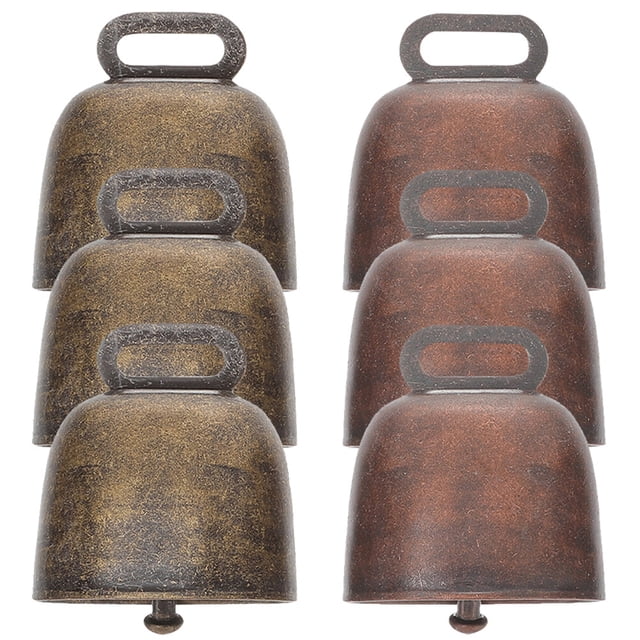 6Pcs Vintage Copper Bells Round Crisp Sound AntiLost for Pets Cattle Sheep Farming Projects