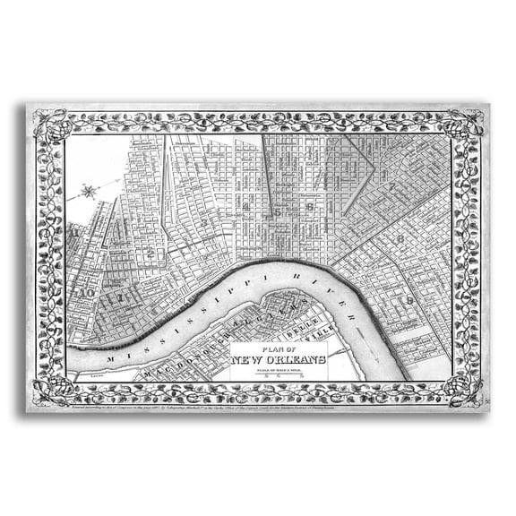 Epic Art 'Plan of New Orleans' by Mitchell, Acrylic Glass Wall Art, 16"x12"