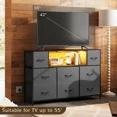 thumbnail image 4 of Dresser TV Stand for 45/50/55 Inch TV Entertainment Center with LED Lights & Charging Station 8 Fabric Drawers & Open Shelves for Living Room Hallway Wood Top, 4 of 6