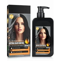Natural Herbal Black Hair Dye Shampoo, Complete Gray Coverage, No Ammonia & Peroxide, Single Part Formula with Plant Extracts, Gentle for Women & Men, Black Hair & Beard Dye Shampoo 200ml