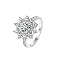 S925 Sterling Silver Sunflower Design 1 Carat Moissanite Engagement Ring, Personalized Gift For Women