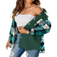 thumbnail image 4 of Women Plaid Jacket Long Sleeve Turn-down Collar Button Closure Tops Outwear, 4 of 6
