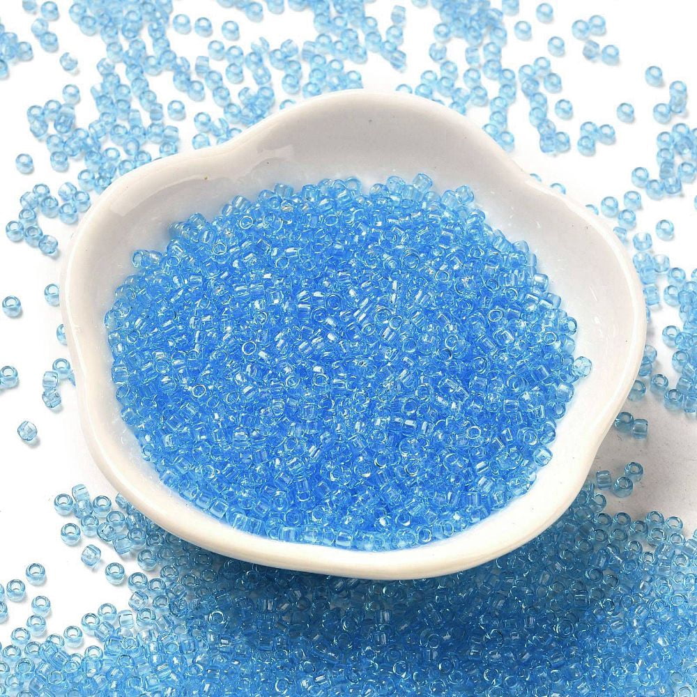Transparent Colours Glass Round Seed Beads Dodger Blue 2~2.5x1.5mm Hole: 1mm about 28125pcs/pound