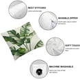 thumbnail image 6 of nygtbtfer Tropical Leaves Throw PillowSet of 2 Green Palm Leaf Decorative Pillow Cases Polyester Linen Outdoor Cushion Covers for Sofa Couch Garden Home Decor White, 6 of 7