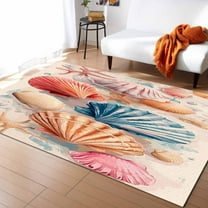 Area Rugs 5x7 Ft Summer Beach Colorful Seashell Vintage Coastal Non-Slip Washable Rug Indoor Rug Floor Mats Non Shedding Carpet for Living Room Bedroom Dining Room Home Decor