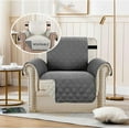 thumbnail image 4 of Reversible Quilted Chair Cover Water Chair Slipcover Furniture Protector Washable Chair Couch Cover with Elastic Strap for Kids Dogs Pets(Armchair Grey/), 4 of 6