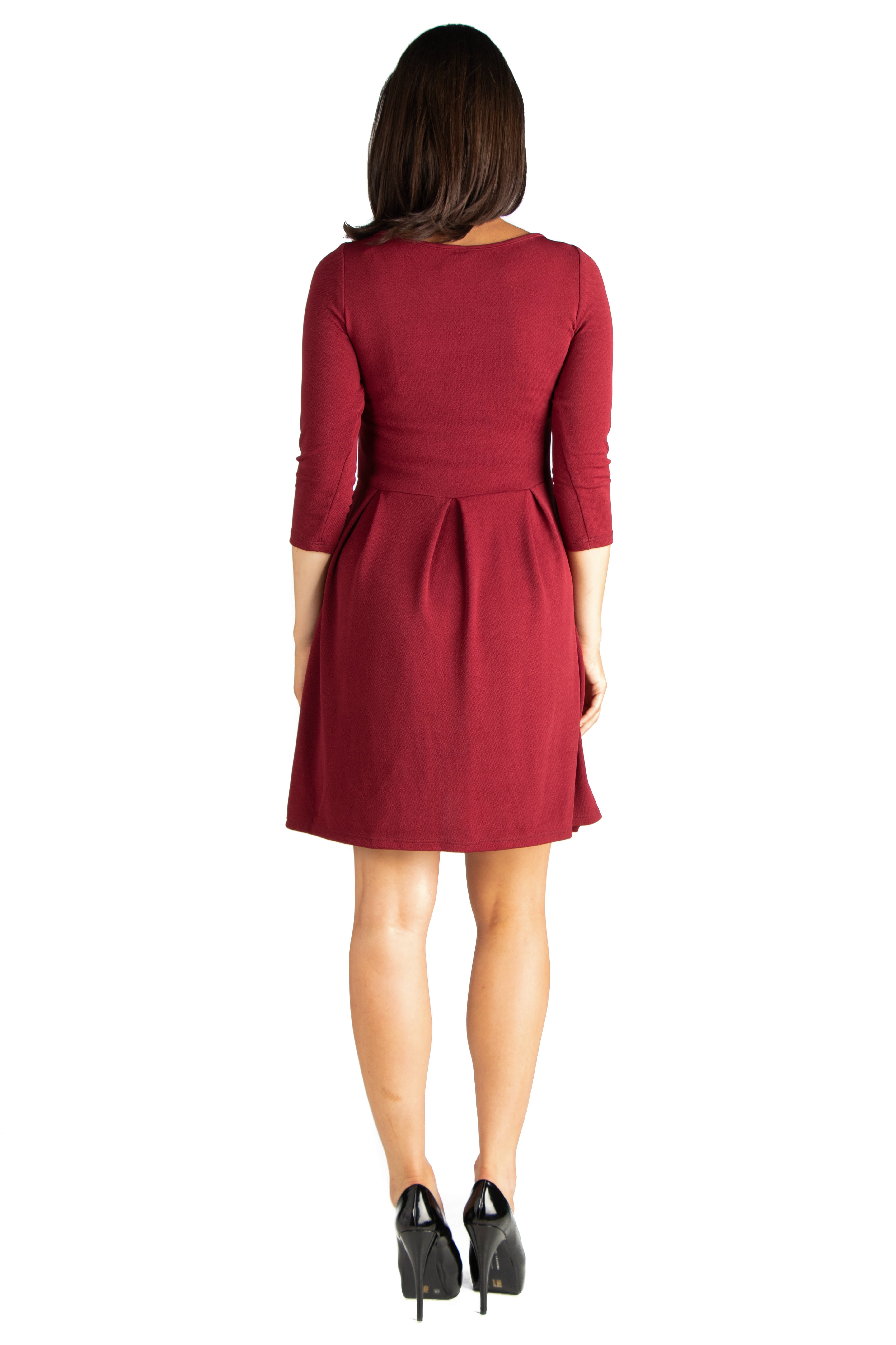 24/7 Comfort Apparel Perfect Fit and Flare Maternity Pocket Dress