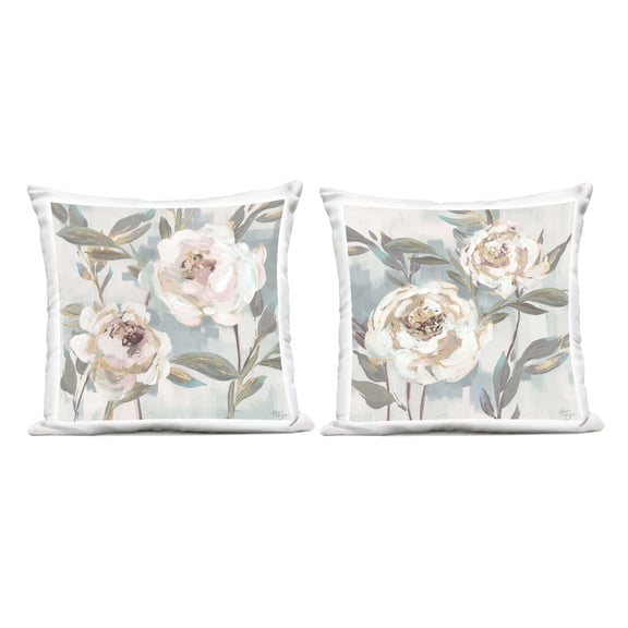 Stupell Industries Country Antique Blossoms Design by Nina Blue Outdoor Printed Pillow (Set of 2)