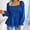 Blue, variant on BLTIBY Womens Long Sleeve Top Spring Fall Solid Color Square Neck Slim Fit Pleated Hem Shirts Fashion Casual Pullover Blouse Blue S