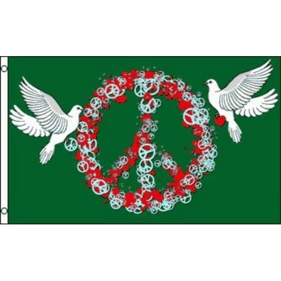 3x5 Peace Love Doves Green Flag 3'x5' Banner Brass Grommets