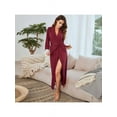 thumbnail image 5 of Ladies Solid Color Cotton Bathrobe Lace Sexy Pajamas Night Gown Casual Home Wear, 5 of 7