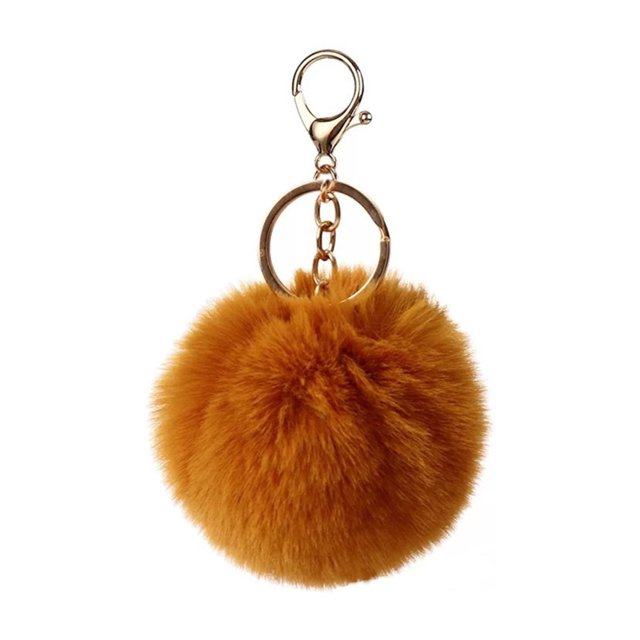 Llavero Con Pompón Bsvklp Piel Esponjosa Y Conejo Imitación Felpa Suave café