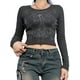 thumbnail image 1 of Txlixc Blusa de corte femenino, camisa de primavera y otoño de cuello redondo con patrón de flores de diamante de agua, negra, S / M / L Txlixc  moda, 1 of 9