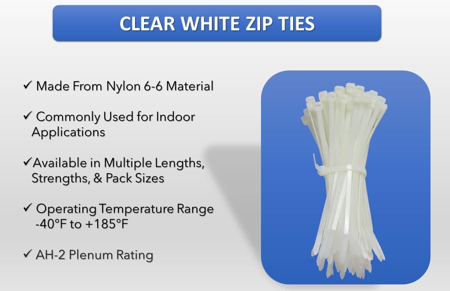 Kable Kontrol Clear Zip Ties - 20" Inch Long Extra Heavy Duty - Natural - 300 Lbs Tensile Strength - 100 pc Pack
