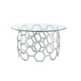 thumbnail image 3 of Inspired Home TArdeni Round Coffee Table with Geometric Hexagon Metal Frame, Silver, 3 of 7
