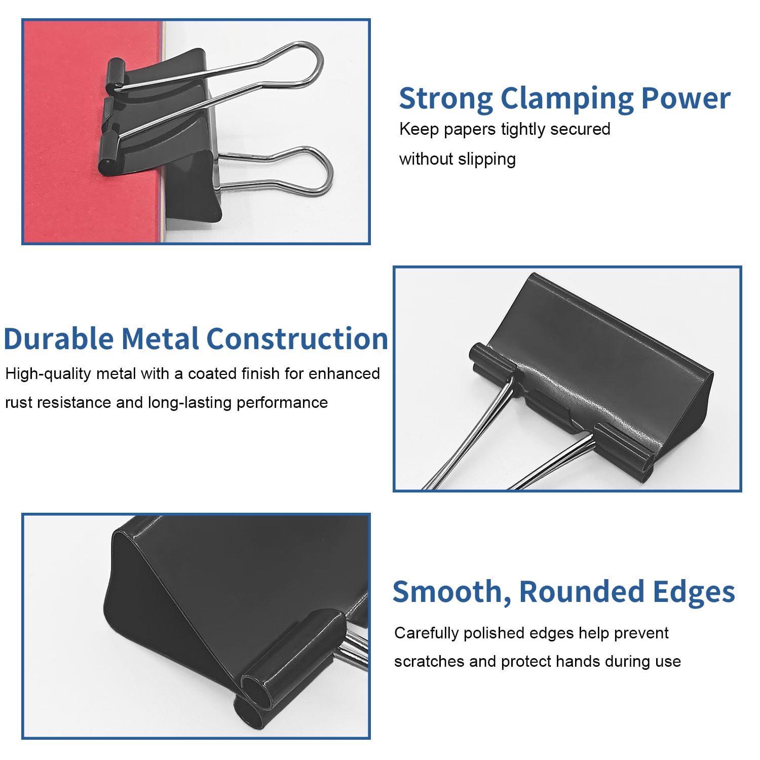 Minorsun Binder Clips 208 PCS Paper Clamps Assorted Sizes, Metal Paper Binder Clips Office Supplies, Black