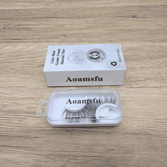 Aoamsfu Self-Adhesive False Eyelashes, Reusable Natural Look Waterproof Strip Lashes, 1 Pair, Black