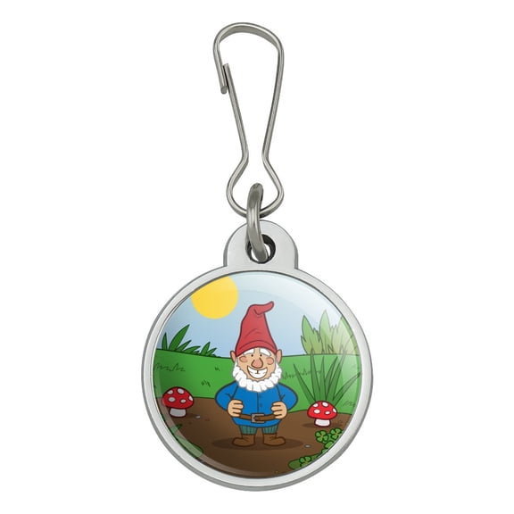 Garden Gnome with Toadstools Jacket Handbag Purse Luggage Backpack Zipper Pull Charm