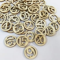PAMINGONO 50Pcs Wood for Crafts with Numbers Shape Handicraft Art Khaki