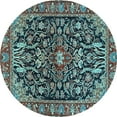 thumbnail image 1 of Ahgly Company Indoor Round Persian Light Blue Traditional Area Rugs, 7' Round, 1 of 4
