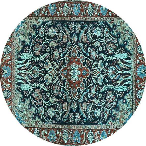 Ahgly Company Indoor Round Persian Light Blue Traditional Area Rugs, 7' Round