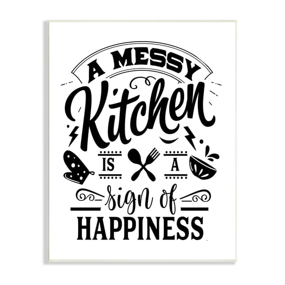 Stupell Industries Kitchen Happiness Retro Style Casual Silverware Motif Graphic Art Unframed Art Print Wall Art, Design by Lettered and Lined