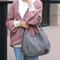 thumbnail image 5 of Bolso de hombro multibolsillos para mujer, bolso de lona, bolso de un solo hombro, artístico y minimalista Blanco + Gris, 5 of 5