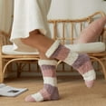 thumbnail image 4 of Visland Women Fuzzy Socks, Fashion Casual Stripes Pattern Soft Cozy Plush Fleece Winter Foot Warm Non-Slip Grip Floor Slippers Socks Sleeping Socks for Indoor Outdoor Daily Wear, 4 of 8