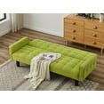 thumbnail image 2 of Minimalist Style Linen Futon Sofa Couch , Button design Convertible Sofa Bed with Three Adjustable Positions, Loveseat Sofa Comfy Upholstered Furniture for Living Room, Apartment, Studio,  Green, 2 of 7