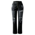 thumbnail image 4 of Fiaer,Jeans for Women Mid Waist Oversized Causal Baggy Barrel Denim Trousers Ripped Trendy Buttons Slacks with Pocket Black XXL, 4 of 5