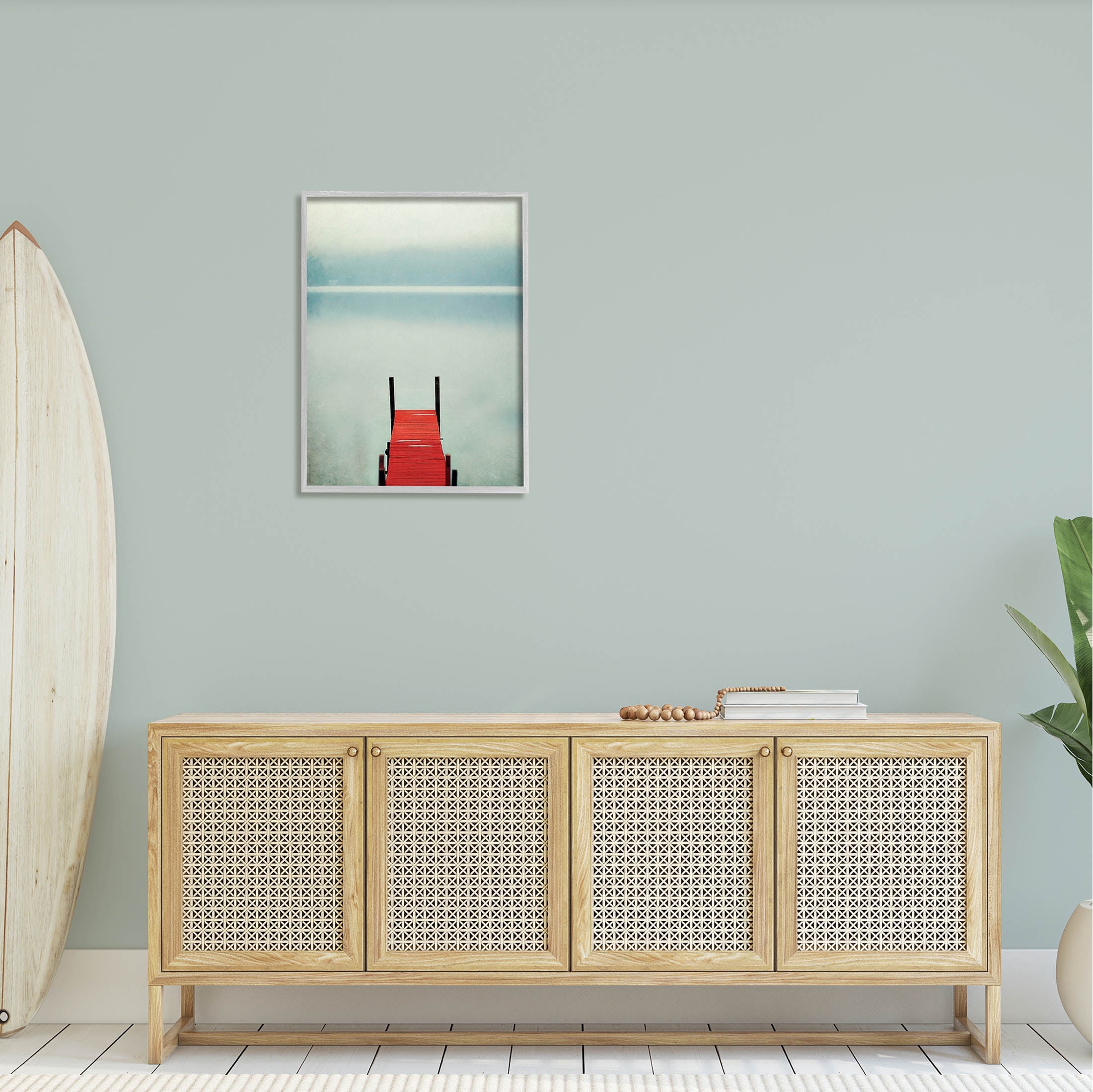 Stupell Industries Misty Red Dock Scene Photograph Gray Framed Art Print Wall Art, Design by Carrie Ann Grippo-Pike