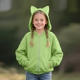thumbnail image 4 of Favoffer Kids Girls Cat Ear Hoodie Fall Winter Drop Shoulder Zip-Up Long Sleeve Pocket Casual Jacket Lightweight Outerwear Travel Home Play Party 5-15Y, 4 of 7