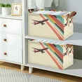 thumbnail image 2 of Yayeee Foldable Storage Basket for Shelves with Handles Set of 2 Waterproof Cloth Bins, Colorful Plane Stripes, 2 of 7