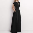 thumbnail image 3 of EASYBRA Womens V Neck Short Sleeve Wide Leg Jumpsuit Elegant Loose High Waist Office Casual Outfit, 3 of 10