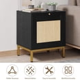 thumbnail image 5 of Homhougo Rattan Night Stand, Modern Farmhouse Pattern Side Table, End Table with Tray, Sofa Table with Storage Shelf for Entryway, Bedroom, Living Room, Black, 5 of 6