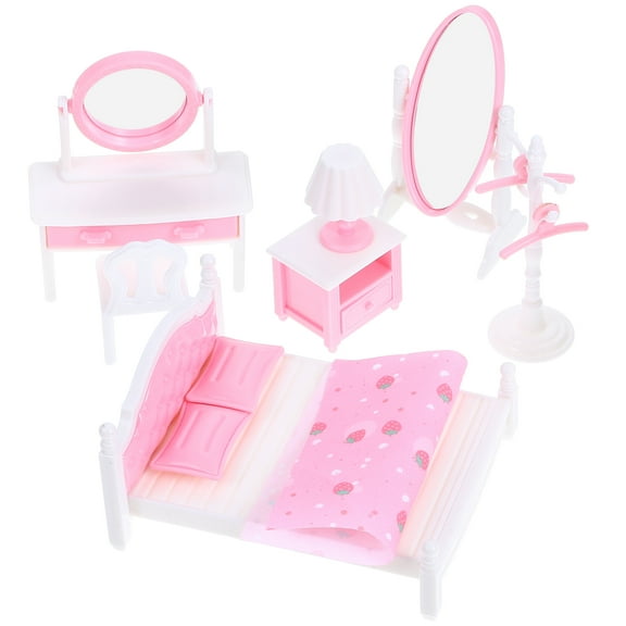 FRCOLOR 1 Set Plastic Dollhouse Furniture Set Dolls House Furniture Set Pink Miniature Prop
