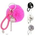 thumbnail image 3 of SPRING PARK Women Hollow Ball Pompom Keychain Keyring Car Key Ring Chain Charm Bag Pendant Decor, 3 of 8