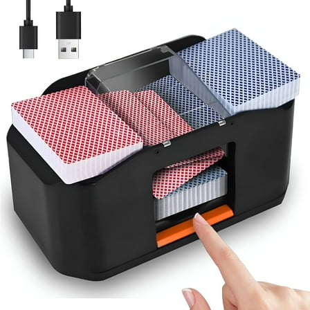 BESTSKY Quiet Card Shuffler with 2 Decks,Automatic Rechargeable Electric Shuffler for Playing Cards,Texas Hold'em,Poker,Home Card Games,Blackjack