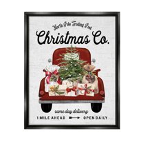 Stupell Industries North Pole Christmas Co. Sign Graphic Art Jet Black Floating Framed Canvas Print Wall Art, Design by Lettered and Lined