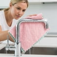 thumbnail image 6 of Unique Bargains 3pcs Kitchen Absorbent Microfiber Cleaning Towels Pink Blue 12" x 12", 6 of 8