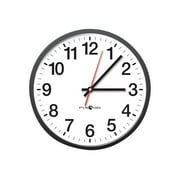 Pyramid Time Systems Analog Wall Clock - 12 Hour Face - 14 inch - Q12210 - Home, School, Factories or Office, Battery Operated, Black Bezel, White Clock Face