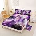 thumbnail image 2 of Manfei Dreamy Flower Lady Bed Sheets,Pretty Butterfly Full Size Sheets,Purple,4 Pieces,1 Flat Sheet, 1 Fitted Sheet and 2 Pillowcases, 2 of 6
