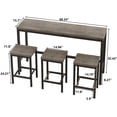 thumbnail image 3 of Aukfa 4-Piece Counter Height Extra Long Dining Table Set with 3 Stools, Pub Table and Chairs Set of 4, Gray, 3 of 7